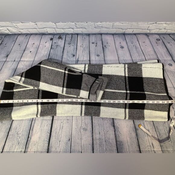 APT 9 Black Cream Buffalo Plaid Open Front Casual Cozy Comfy Cardigan Sweater L - Picture 8 of 8